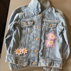 Wonder Nation Blue Jean Jacket with Floral Embellishments